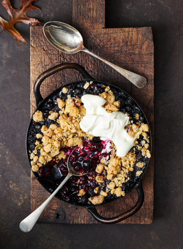 Nut butter blueberry crisp
