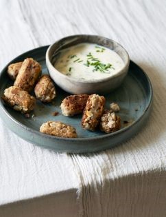 Nut croquettes with caper sauce