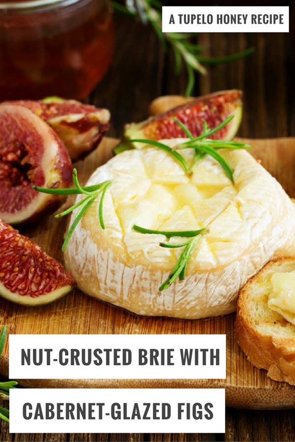 Nut-crusted Brie with Cabernet balsamic-glazed figs