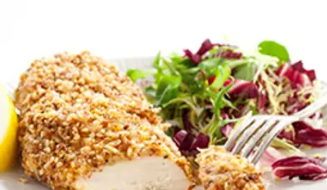 Nut-crusted chicken breasts