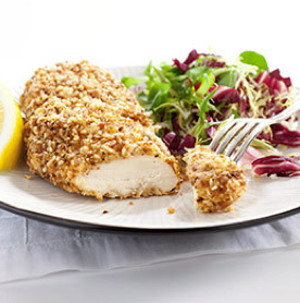 Nut-crusted chicken breasts with lime and chipotle