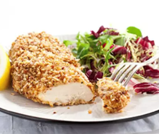 Nut-crusted chicken breasts with lime and chipotle
