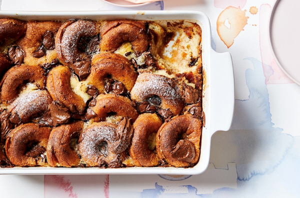 Nutella and Biscoff doughnut pudding