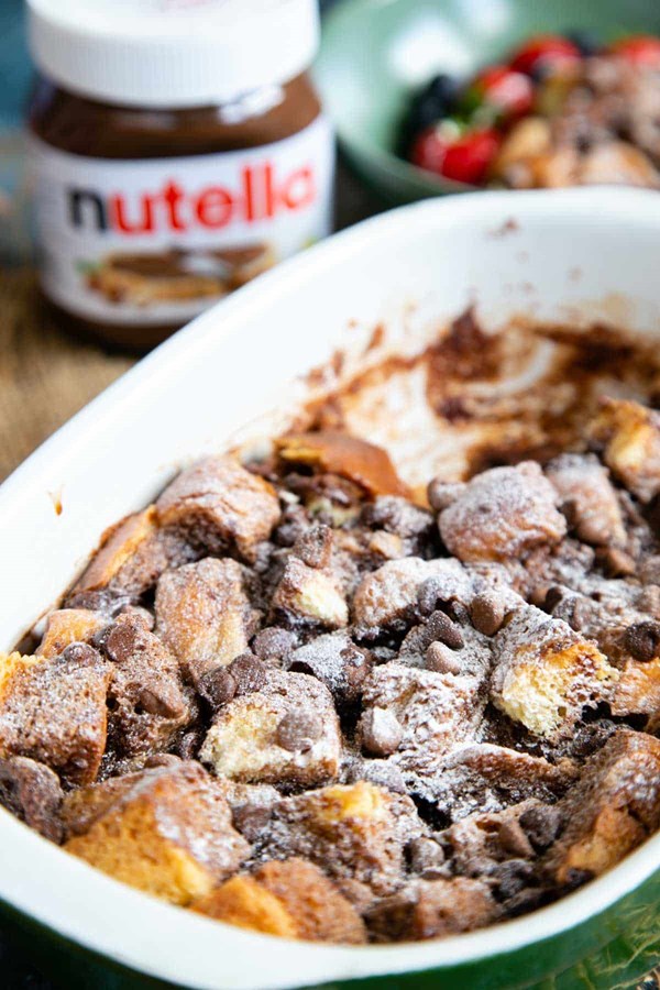Nutella bread and butter pudding