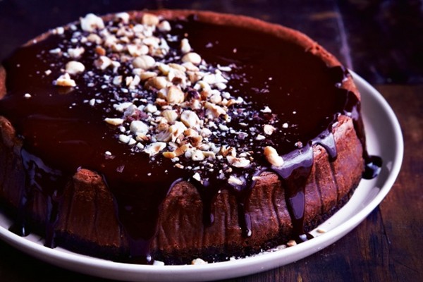 Nutella cheesecake with chocolate mirror glaze