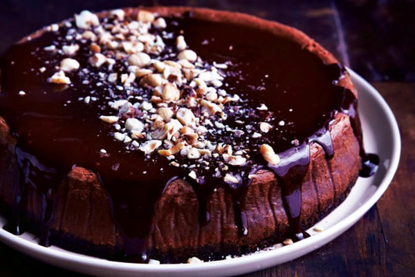 Nutella cheesecake with chocolate mirror glaze