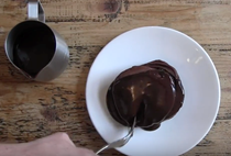 Nutella pancakes with boozy hot chocolate sauce