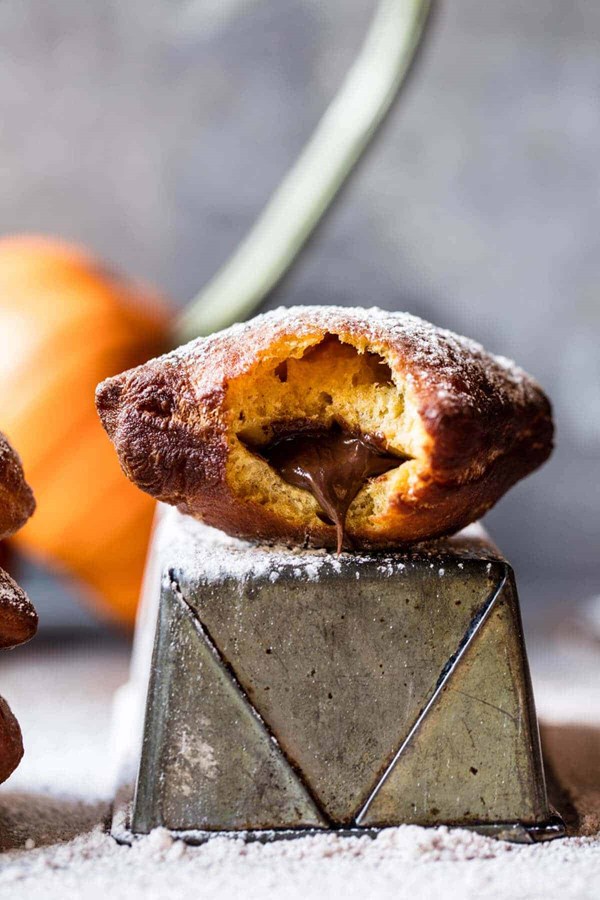 Nutella stuffed pumpkin beignets