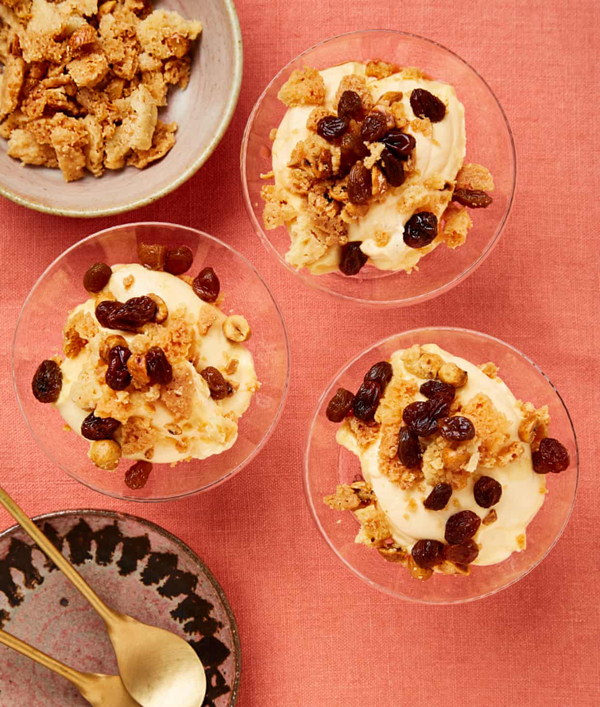 Nutmeg baked custard with hazelnut streusel