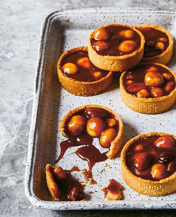 Nutty caramel tarts