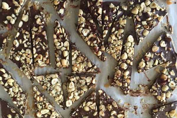 Nutty chocolate matzo brittle