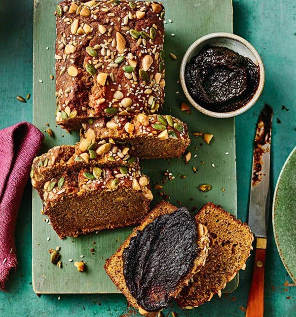Nutty spelt and squash bead with prune 'butter'