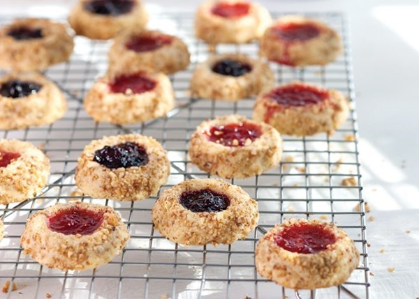 Nutty thumbprint cookies with jam