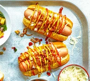 NYC-style hot dogs with street-cart onions