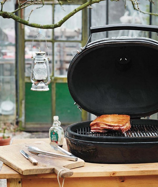 Oak- and apple-smoked pork belly