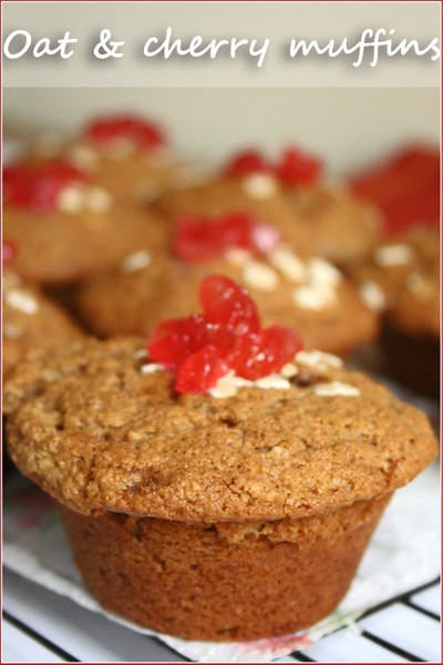 Oat and cherry muffins