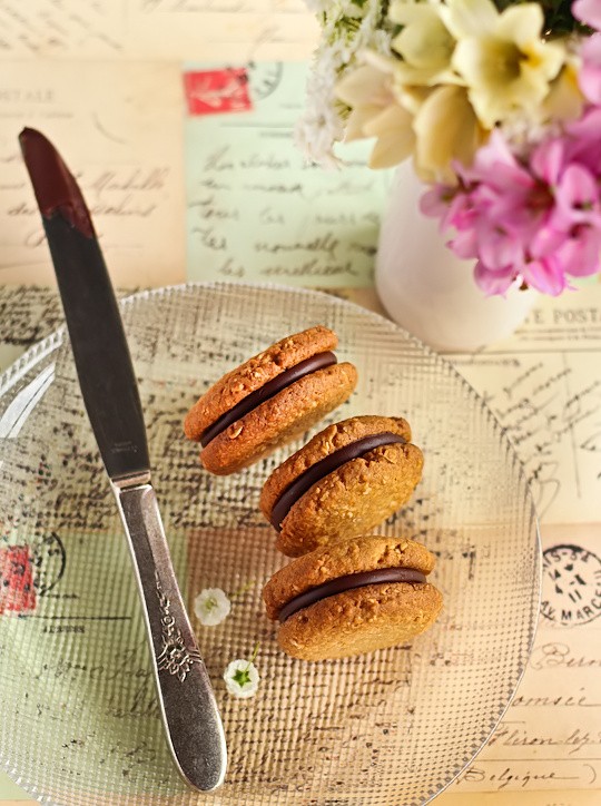 Oat cookies with coconut milk chocolate ganache
