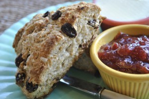 Oatmeal-cinnamon-raisin scones