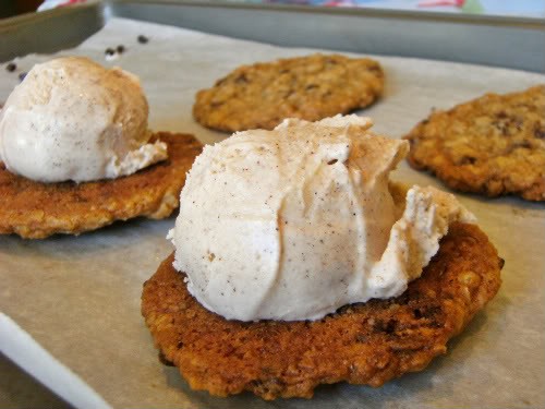 Oatmeal cookie ice cream sandwiches