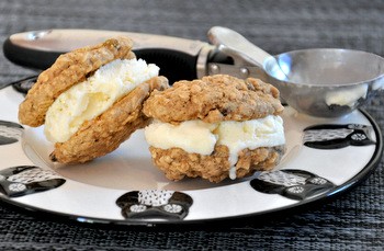Oatmeal cookie ice cream sandwiches