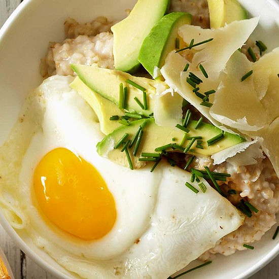Oatmeal with egg and avocado