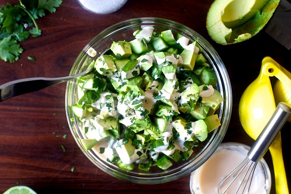 Obsessively good avocado cucumber salad