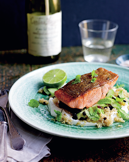 Ocean trout with quinoa, yoghurt, cucumber and mint
