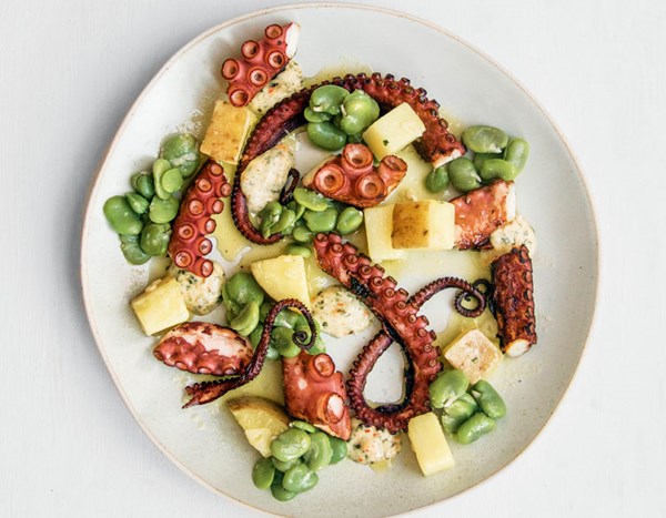 Octopus, potato & garlic with nettle & chilli mayo
