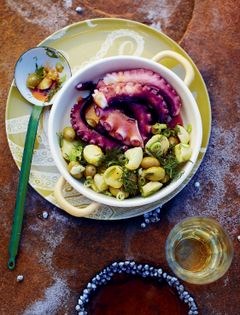 Octopus, potato and olive salad