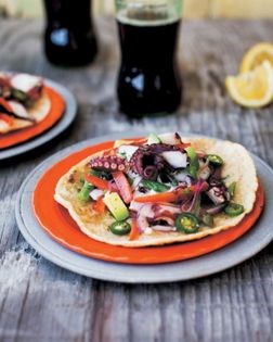 Octopus salpicón with peppers, capers, and lemon