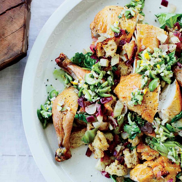 "Ode to Zuni" roast chicken with fennel panzanella
