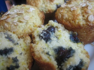 Okara, lemon & blueberry muffins