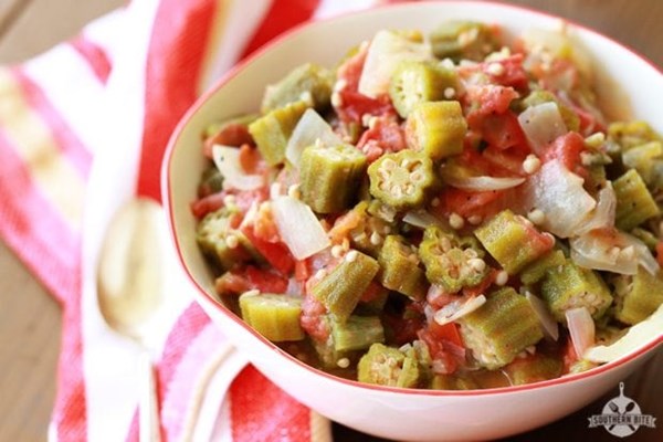 Okra and tomatoes