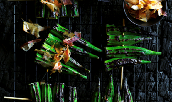 Okra with ponzu and bonito flakes