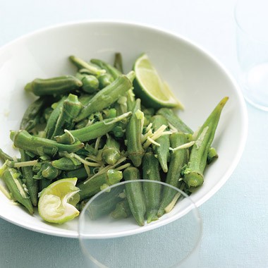 Okra with scallion, lime, and ginger