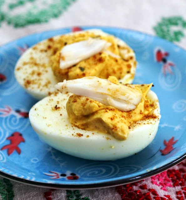 Old Bay crab deviled eggs
