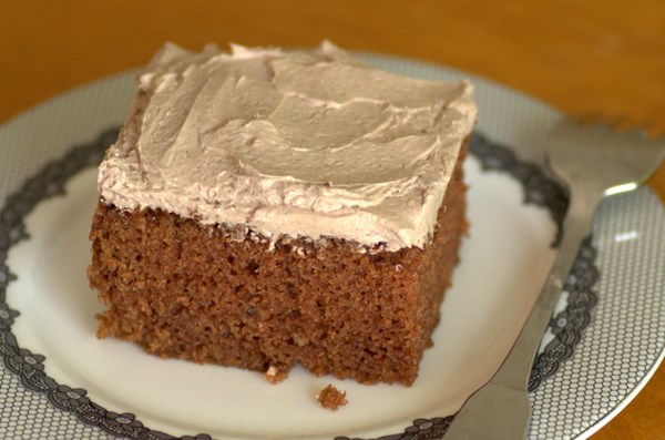 Old fashioned chocolate sheet cake with mocha buttercream