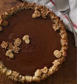 Old-fashioned pumpkin pie with pecan pastry crust