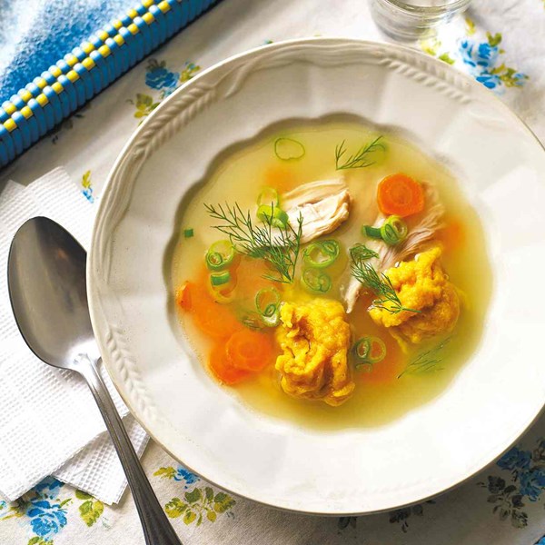 Olia Hercules’s chicken broth with dumplings