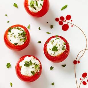 Olive & goat cheese stuffed cherry tomatoes