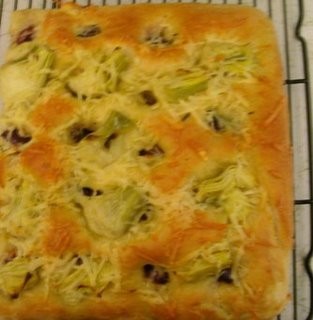Olive and artichoke focaccia