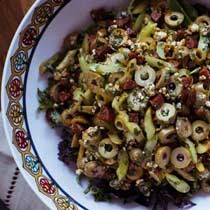 Olive-and-chorizo salad with Valdeon (or Cabrales)
