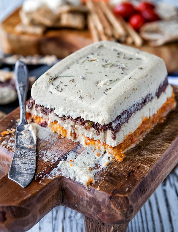 Olive and roasted pepper terrine