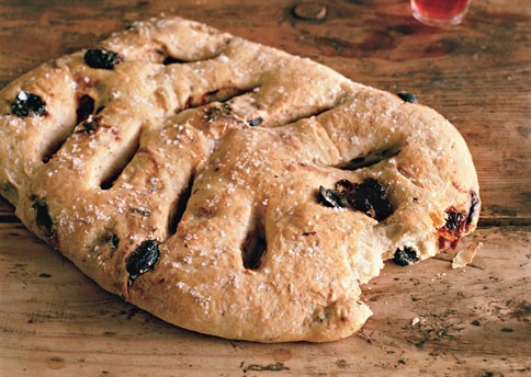 Olive and sun-dried tomato fougasse
