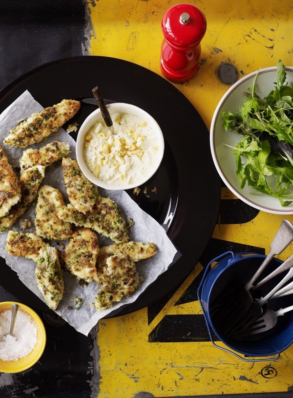 Olive crusted snapper with egg mayonnaise 