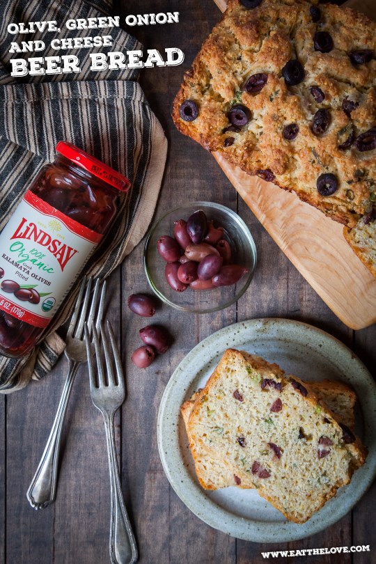 Olive, green onion and cheese beer bread