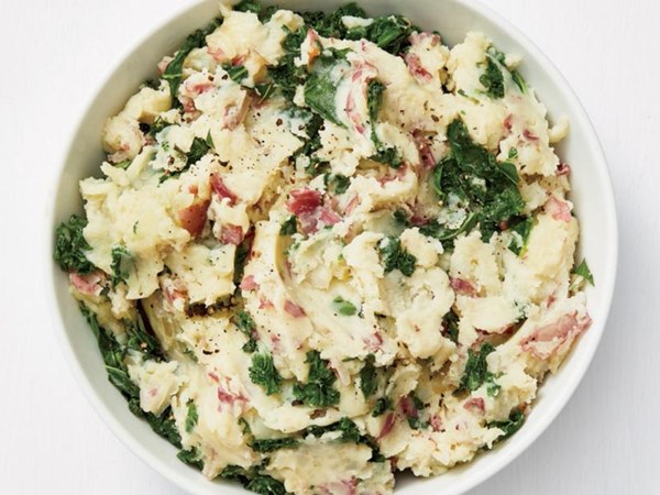 Olive oil mashed potatoes and kale