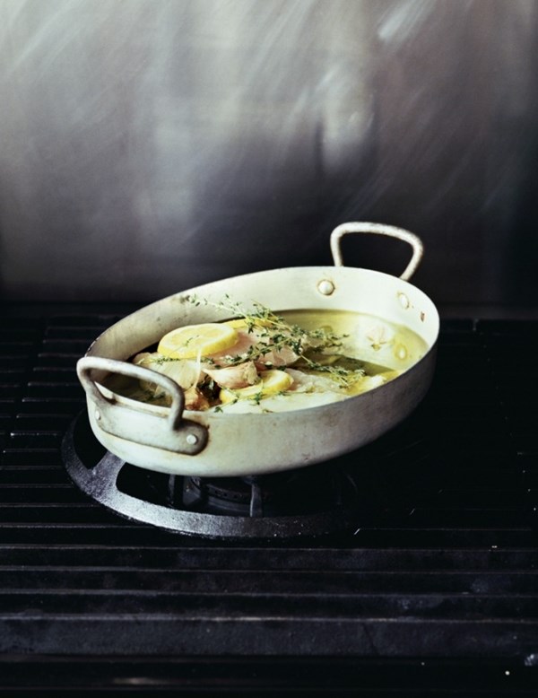 Olive oil poached cod with butter lettuce & fennel