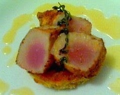 Olive oil poached tombo tuna