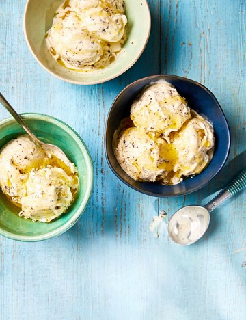 Olive oil stracciatella ice cream